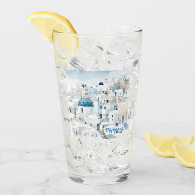 Custom Text Mykonos Greece Glass (Front Ice)