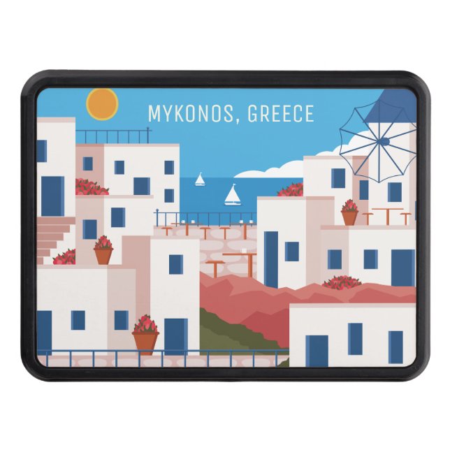 Custom Text Mykonos Greece Hitch Cover (Front)