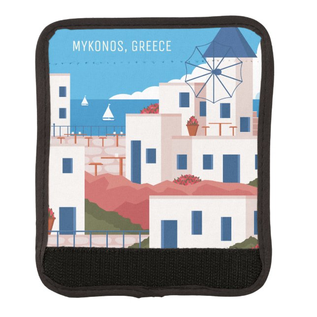 Custom Text Mykonos Greece Luggage Handle Wrap (Front)