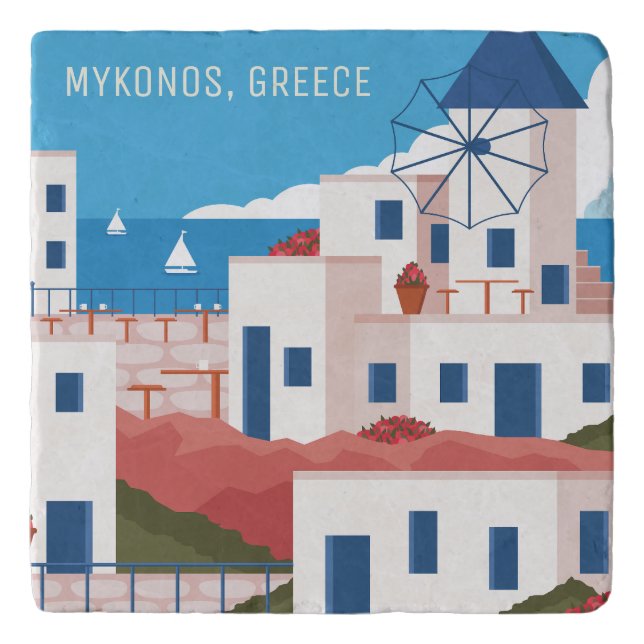 Custom Text Mykonos Greece Trivet (Front)