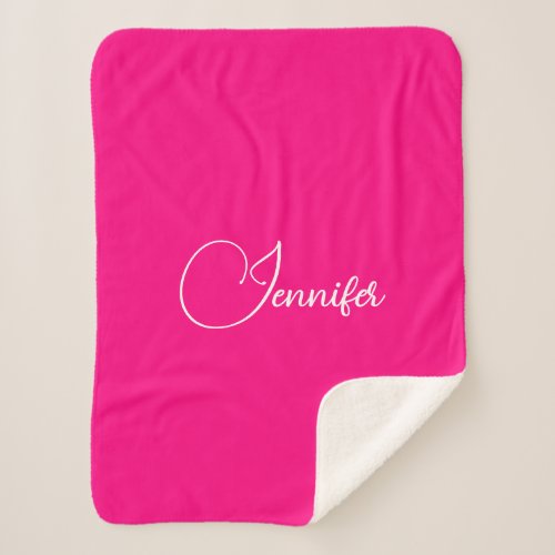 Custom Text Name Add Image Photo Wow Pink Template Sherpa Blanket