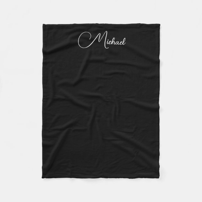 Custom Text Name Add Photo Template Black Small Fleece Blanket (Front)