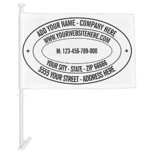 Custom Text Name Address Website Phone Car Flag