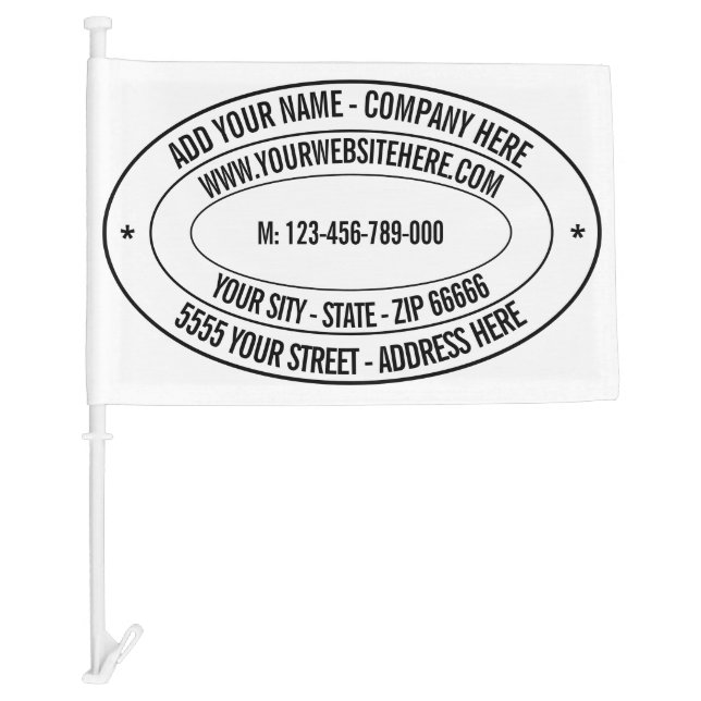 Custom Text Name Address Website Phone Car Flag (Front)