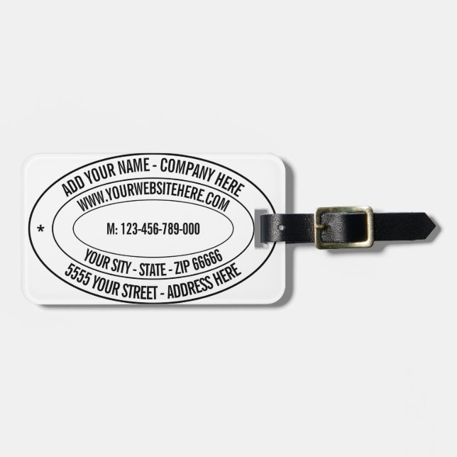 Custom Text Name Address Website Phone Luggage Tag (Front Horizontal)