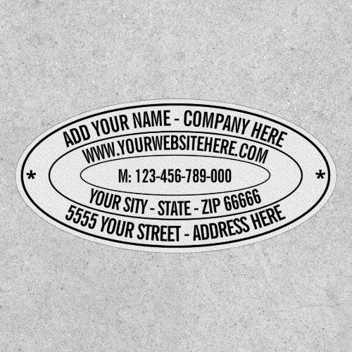 Custom Text Name Address Website Phone Promotional Patch