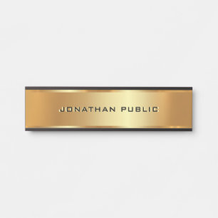 Custom Text  Name Black & Gold Elegant Modern Door Sign