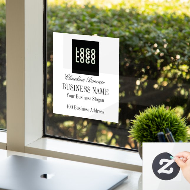 Custom Text Name Business Window Cling (Office)