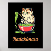 Custom Text Name Cat Eating Green Ramen Poster (Front)