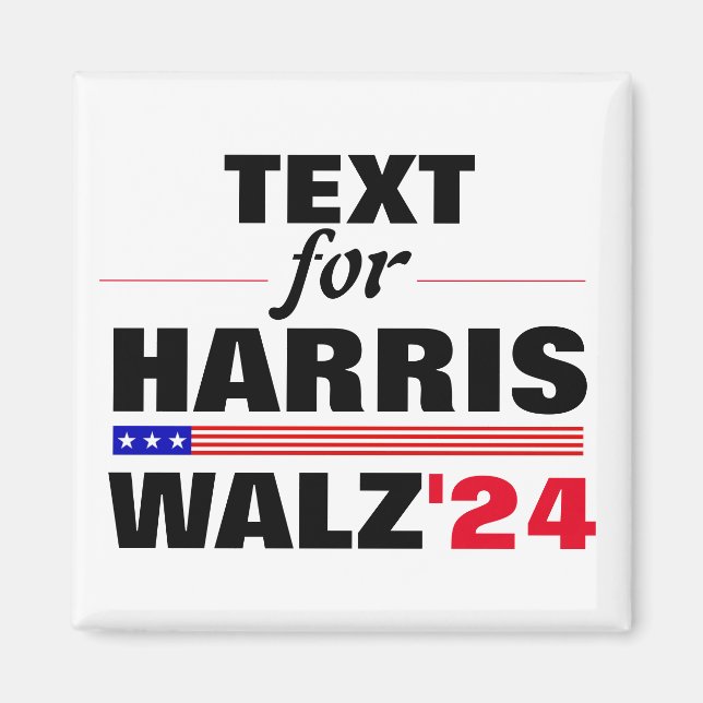 Custom Text Name for Harris Walz 2024 Election Magnet (Front)