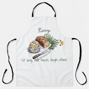 Custom Text Name Herbs & Bread Folk Adage Quote Apron