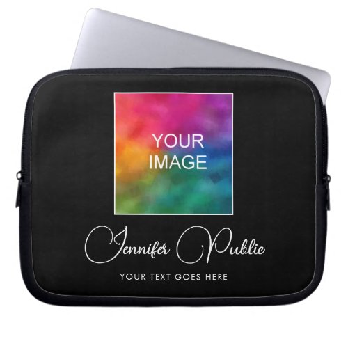 Custom Text Name Image Color Elegant Template Laptop Sleeve