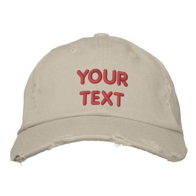 Custom Text / Name / Logo - Personalized Modern Embroidered Baseball Cap (Front)