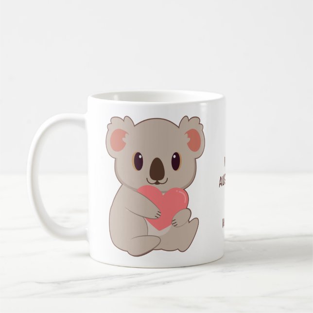 Custom Text & Name Love Koala mugs (Left)