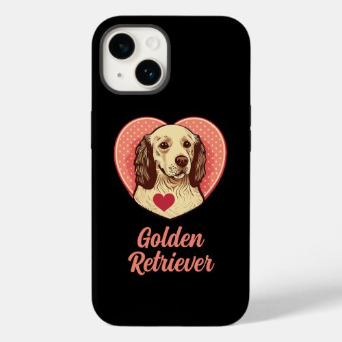 Custom Text Name Romantic Golden Retriever Dog Case_Mate iPhone 14 Case