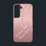 Custom Text Name Rose Gold Blush Glitter Drips Samsung Galaxy S22 Case<br><div class="desc">Custom Text Rose Gold Blush Glitter Sparkle Drips Pink Wedding or Party Supplies / Gift - Add Your Unique Text / Name or Remove Text - Make Your Special Gift - Resize and move or remove and add text / elements with customization tool. Design by MIGNED. Please see my other...</div>