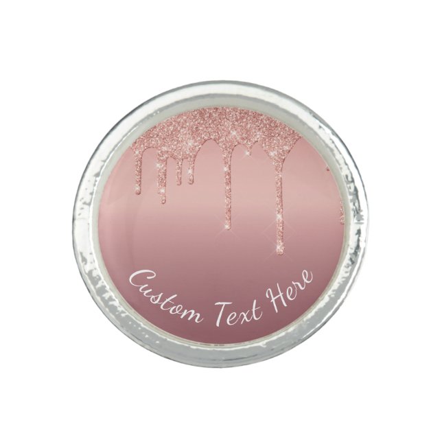 Custom Text Name Rose Gold Blush Ring Gift (Front)