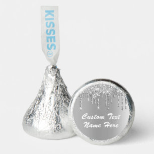 Custom Text Name Silver Glitter Sparkly Your Gift Hershey®'s Kisses®