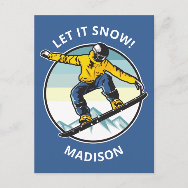 Custom text & name SNOWBOARDER Postcard (Front)
