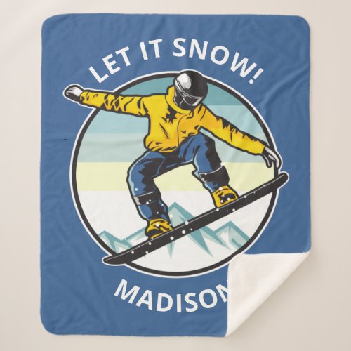 Custom text  name SNOWBOARDER Sherpa Blanket