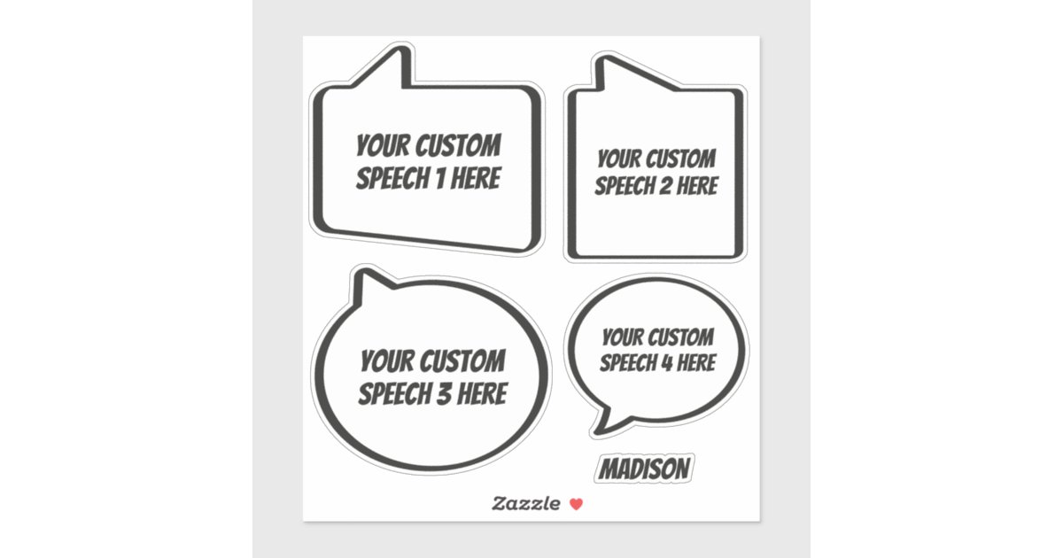 Custom Text & Name Speech Bubbles Sticker | Zazzle