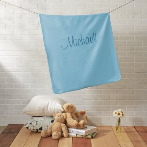 Custom Text Names Baby Blue Solid Color Gifts Baby Blanket