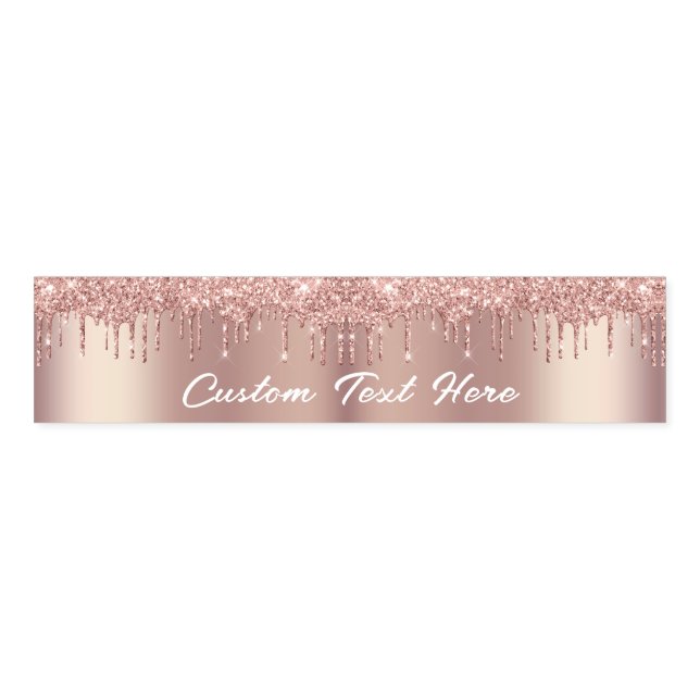 Custom Text Napkin Bands Rose Gold Blush Glitter (Unfolded)