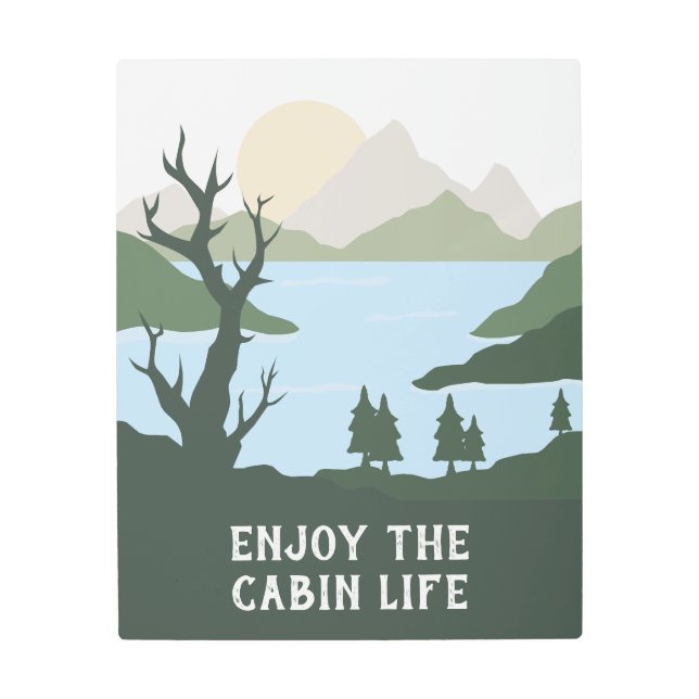 Custom Text Nature Illustration Metal Print (Front)