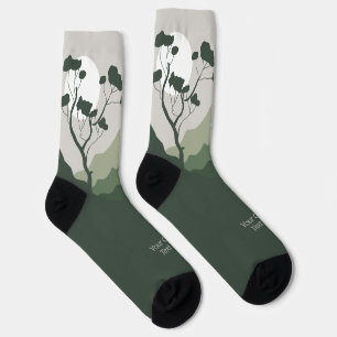 Custom Text Nature Illustration Socks