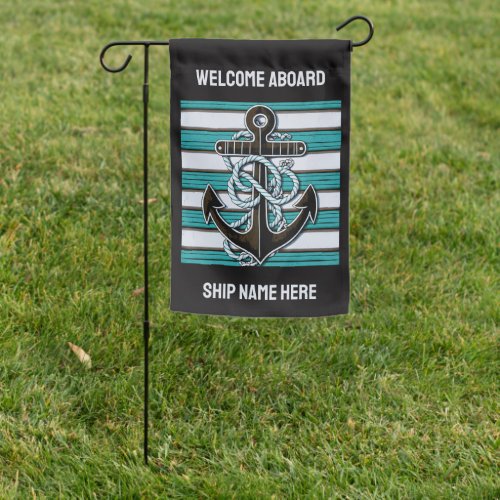 Custom Text Nautical Anchor Garden Flag