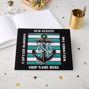 Custom Text Nautical Anchor Guest Book