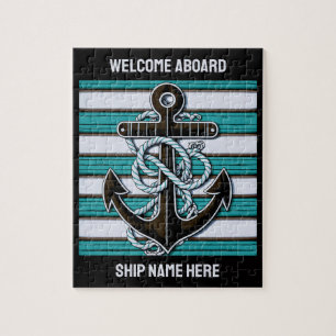 Custom Text Nautical Anchor Jigsaw Puzzle