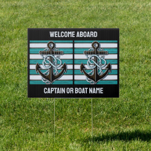 Custom Text Nautical Anchor Pattern Sign