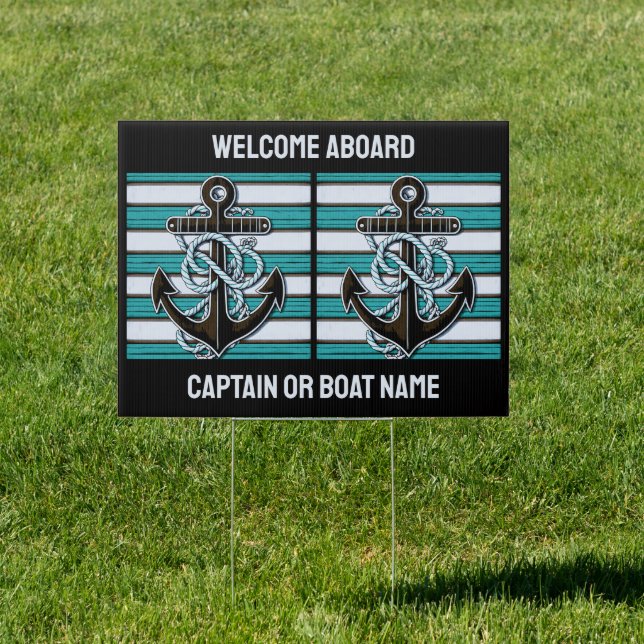 Custom Text Nautical Anchor Pattern Sign (Insitu)