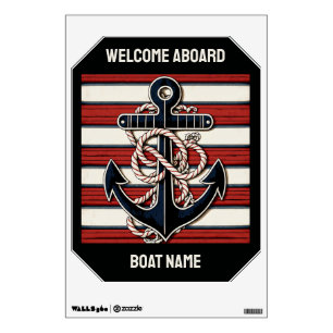 Custom Text Nautical Anchor Pattern Wall Decal