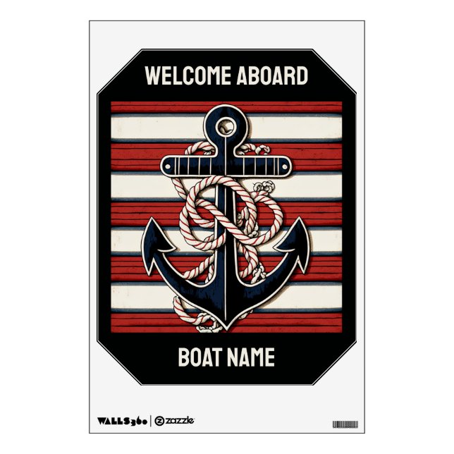 Custom Text Nautical Anchor Pattern Wall Decal (Front)