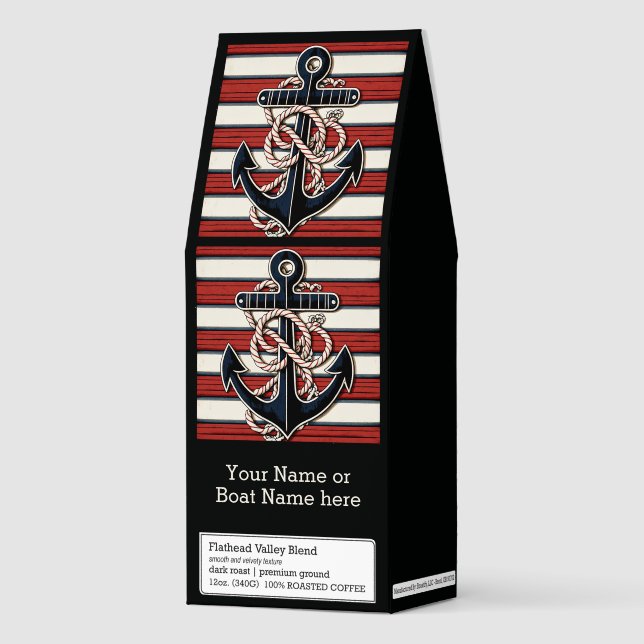 Custom Text Nautical Anchor Roasted Coffee (Front)
