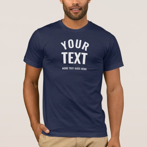 Custom Text Navy Blue Mens Modern Short Sleeve T_Shirt