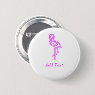 Custom text neon pink flamingo business logo button