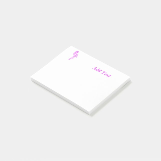 Custom text neon pink flamingo business logo post-it notes (Angled)