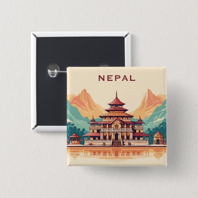 Custom Text Nepal Button (Front & Back)