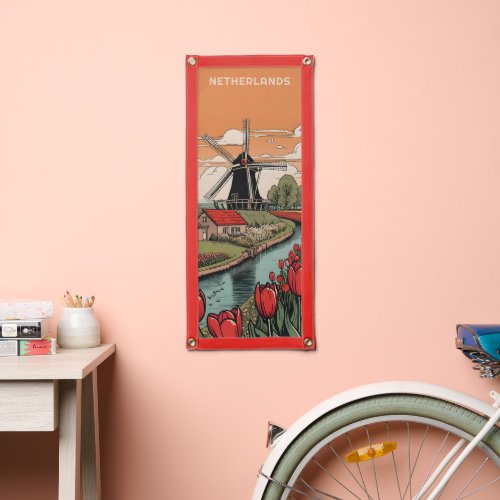 Custom Text Netherlands Windmills Pennant