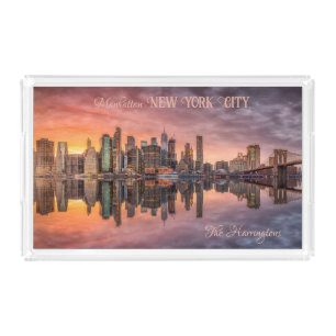 Custom Text New York City Skyline Acrylic Tray