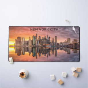 Custom Text New York City Skyline Desk Mat