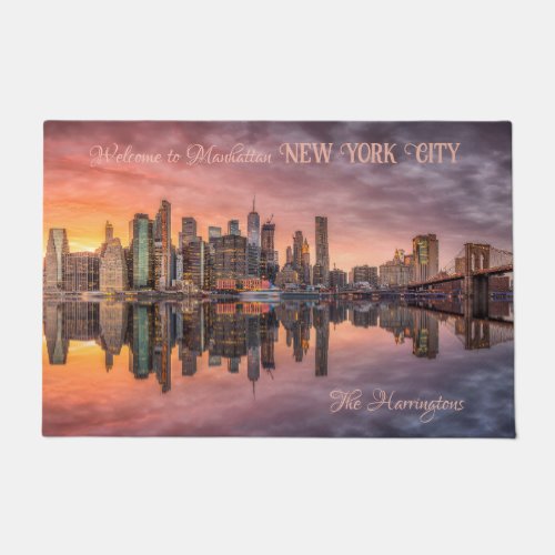 Custom Text New York City Skyline Doormat
