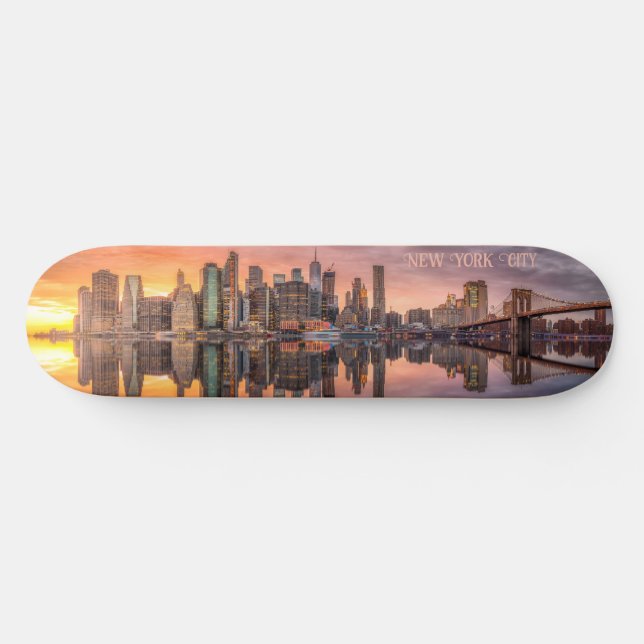 Custom Text New York City Skyline Skateboard (Horz)