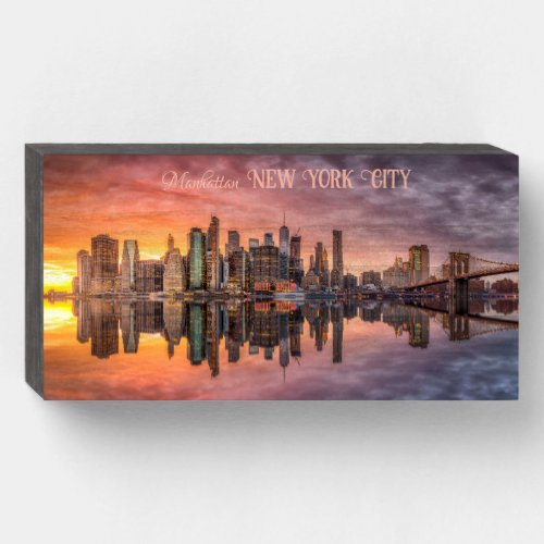 Custom Text New York City Skyline Wooden Box Sign