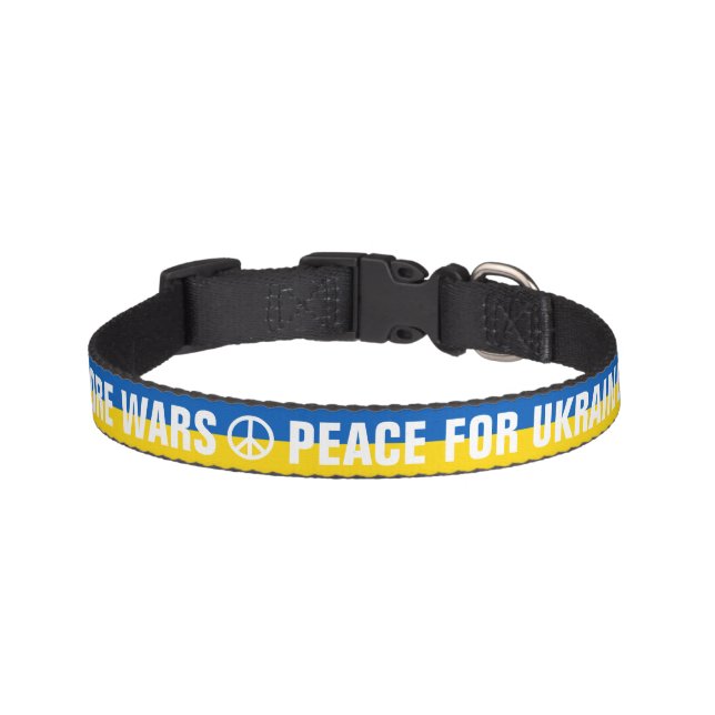 Custom Text: No More Wars, Peace for Ukraine Pet Collar (Front)