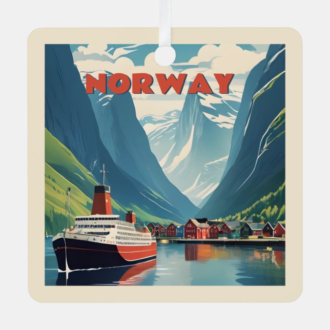 Custom Text Norway Metal Ornament (Front)