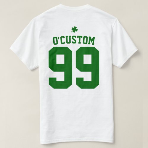 Custom Text Number Green Clover St Patricks Day T_Shirt